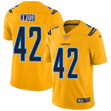 Los Angeles Chargers NFL Football Uchenna Nwosu Gold Jersey Men Limited  #42 Inverted Legend->women nfl jersey->Women Jersey